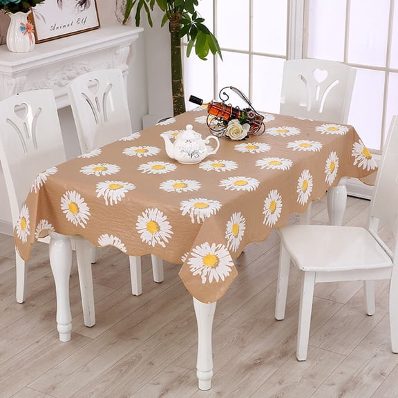 Fall Vinyl Tablecloth with Flannel Backing Waterproof Oil-Proof, Resistant Wipeable Composite Tablecloth Rectangle or Square Table Cover for Indoor and Outdoor (Flowers, 54X72 Inch)