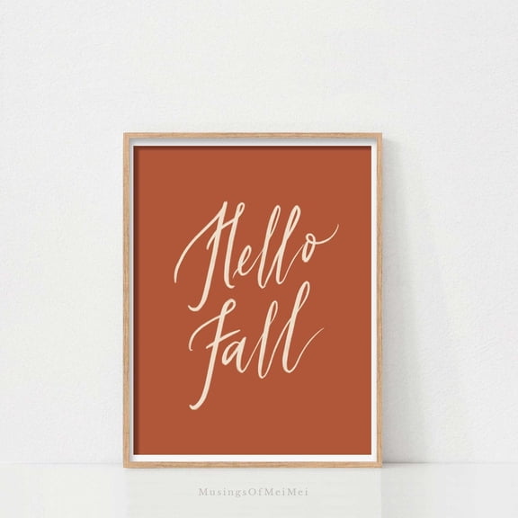 Fall Wall Art Hello Poster Decor Autumn Decorboho Sayings Thanksgiving Decorations Poster, Unframed Poster Size 16x24