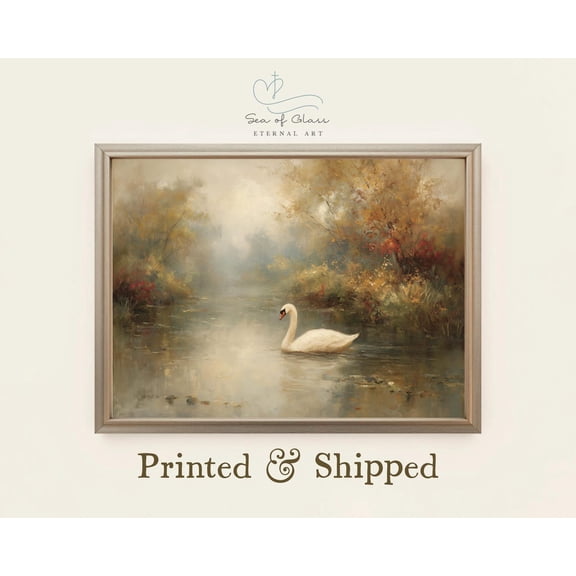 Fall Wall Art Poster, Autumn Landscape Print Poster, Rustic Nature Decor, Vintage Farmhouse Artwork, Cozy Seasonal Wall Hanging, Swan River, Unframed Poster Size 8x12 F03.1.18l1187