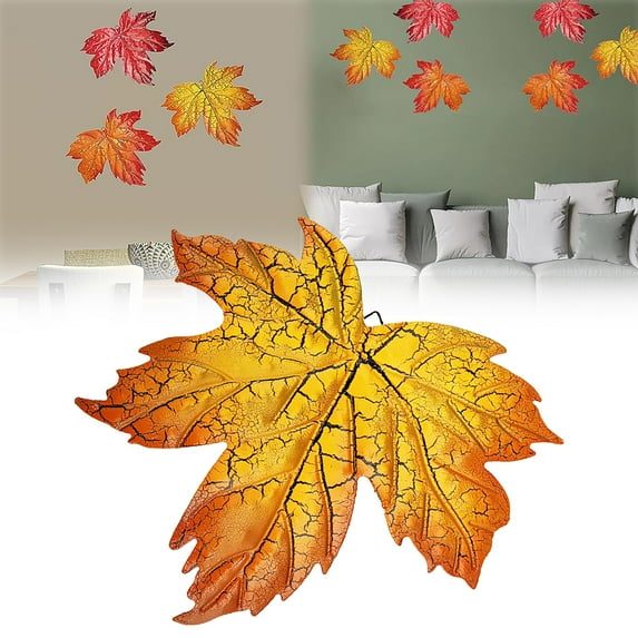 Fall Wall Decor Metal Maple Leaf Wall Sculpture Garden Fence Decor Yellow Metal Maple Leaf Thanksgiving Day Autumn Harvest Festival Home Decor