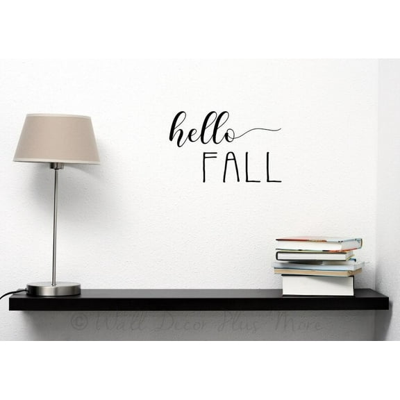 Fall Wall Stickers Hello Fall Vinyl Lettering Art Decals Autumn Home Decor 12x8-Inch Black