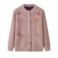 thumbnail image 1 of Fall Warm Knit Cardigan Sweaters for Women Lightweight Flower Embroidered Pattern Button Down Long Sleeve Senior Outerwear Casual Ladies Tops, 1 of 8