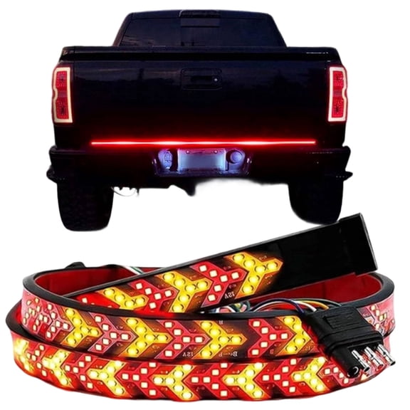 48"/60" Truck Tailgate Strip Light LED Bar, Weatherproof Dynamic Arrow Design with Row Super Bright, Brake Turn Signal Reverse Functions, Fits Pickup, SUV and RV (60in)