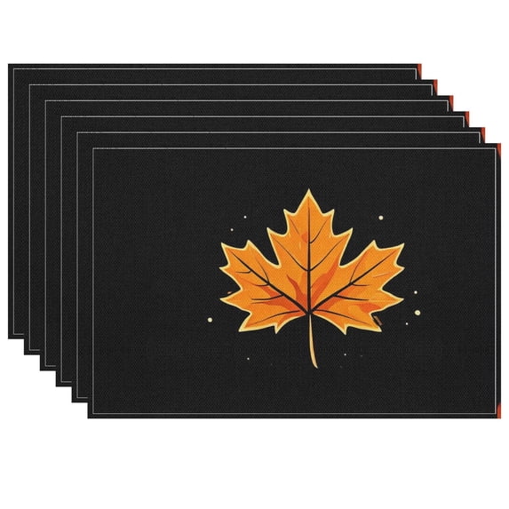 Fall Washable Placemat for Office Restaurant Coffee Table Decoration - Fade-Resistant Nature Cute Plants Placemat Maple Placemats - Pack Of 6 17.7x13in