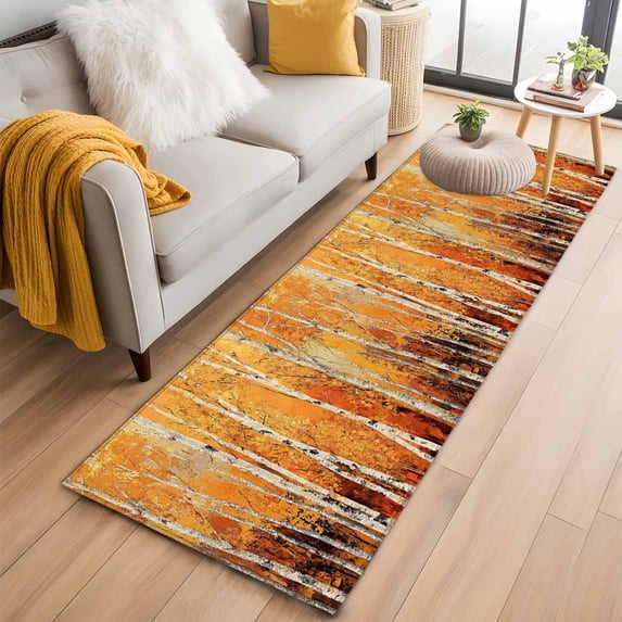Fall Watercolor Forest 2'x6' Runner Rug for Hallway Walkway Kitchen ...