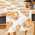 thumbnail image 1 of Fall Watercolor Pumpkin Flower Table Runner Autumn Harvest Thanksgiving Kitchen Dining Table Runners for Indoor Outdoor Home Party Decoration 13x72 Inch, 1 of 6