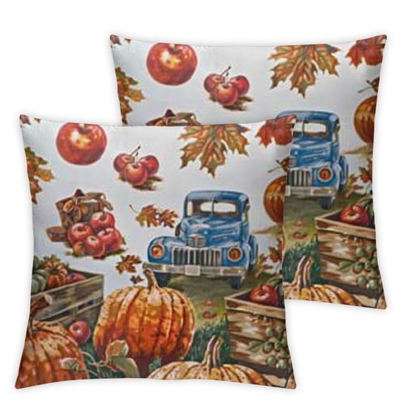 Fall Watercolor Truck Apples Pillow Cases Queen Size Microfiber Pillowcases with Hidden Zipper Soft Comfortable Bed Pillow Covers