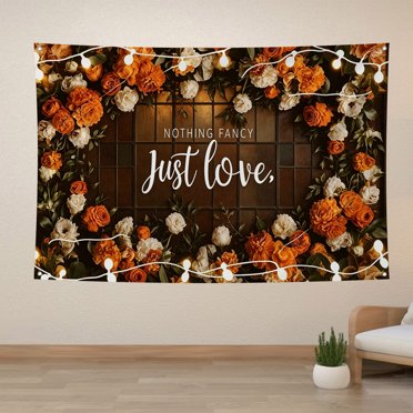 Backround Fancy Fall in Love Backdrop Autumn White Orange Floral Leaves Bridal Shower ...