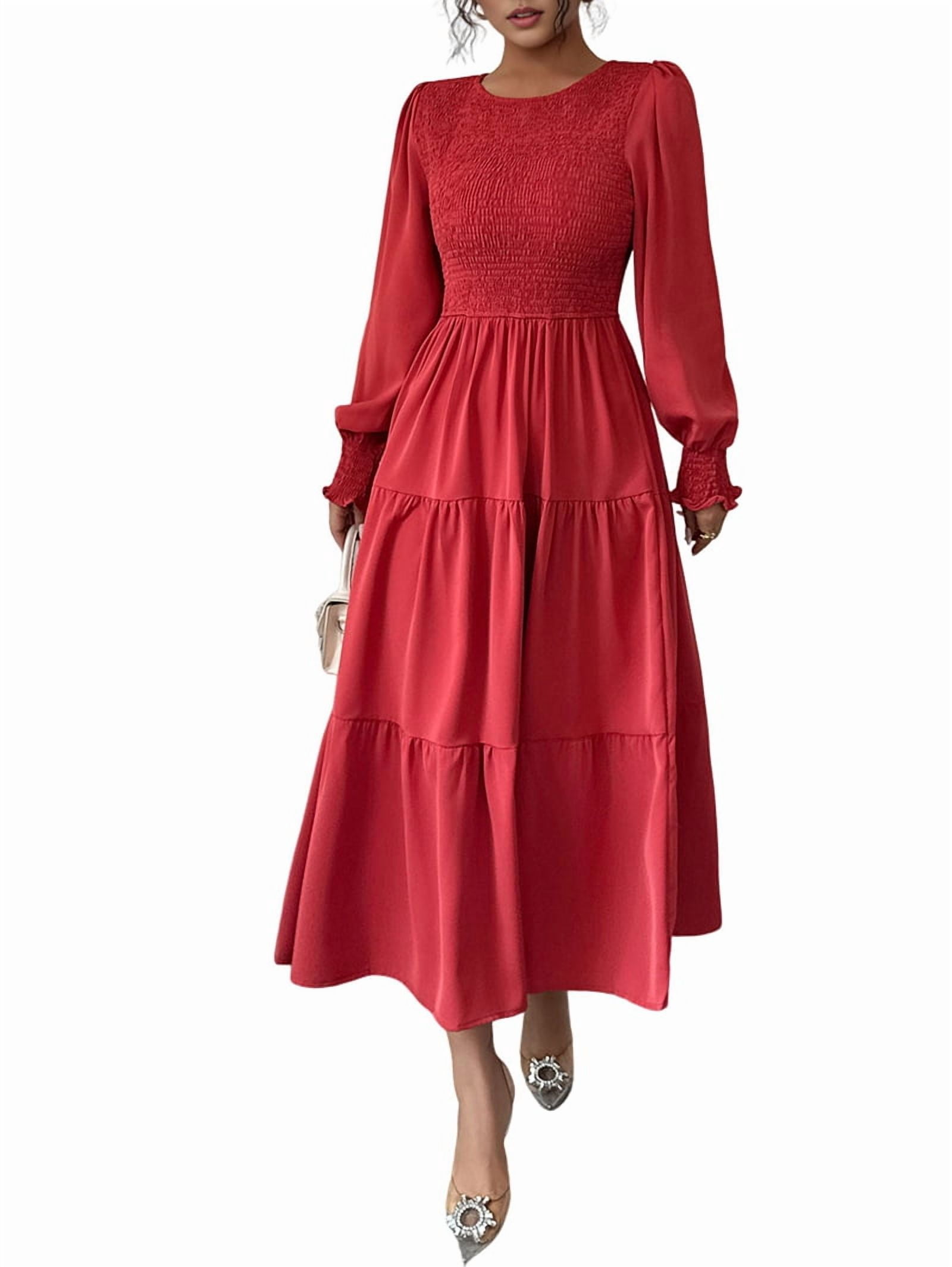 high neck fall wedding guest dress Long Sleeve Maxi Satin Column Regular Wedding Guest Dress eck9001 main image 0