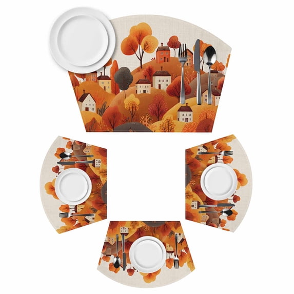 Fall Wedge Placemats of 6 Hill House Place Mats Autumn Tree Mountain ...
