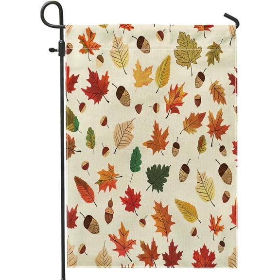 Fall Weid Maple Leaf Backyard Autumn Garden Flag 12 x 18 Inch Double Sided Linen Outdoor Decor