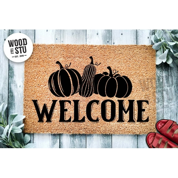 Fall Welcome Door Mat | Fall Doormat | Welcome Mat | Pumpkins Door Mat | Fall Autumn Decor Gift | Home Doormat | Custom Doormat