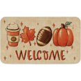 thumbnail image 1 of Fall Welcome Doormat Autumn Pumpkin Leaf Football Welcome Door Mat Entrance Rugs with Anti-Slip Rubber Back Rectangle Floor Mat for Thanksgiving Harvest Indoor Outdoor Kitchen, 17 x 29 Inch, 1 of 6