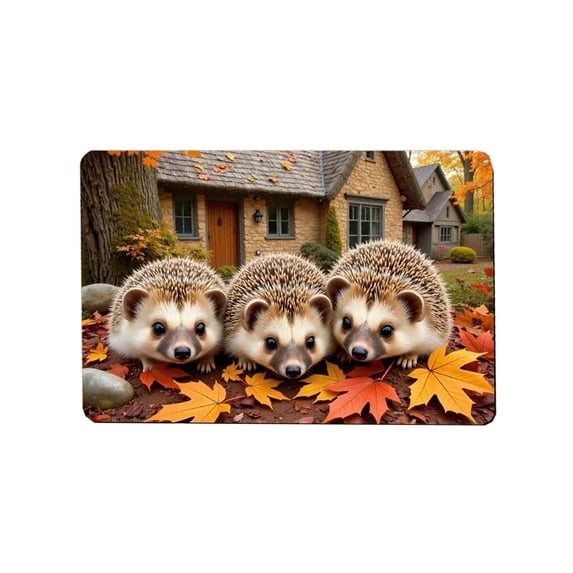 Fall Welcome Doormat, Maple Leaf Pumpkin Printed Floor Mat, Thanksgiving Halloween Decor Rug for Porch Kitchen Entrance Bathroom Home Decor