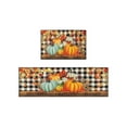 thumbnail image 1 of Fall Welcome Doormat Set 2-Pack Autumn Pumpkin Leaf Decor 16x16in & 16x47in Non Slip Front Porch Rug Bathroom Kitchen Entrance Way Floor Mat Water Resistant Polyester Long Runner, 1 of 6