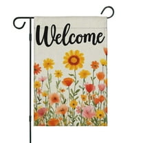 Fall Welcome Flowers Fall Garden Flags 12.5"x18" Double Side,Small Yard Flags for Outside,Outdoor Fall Decor,Autumn Funny Garden Flag Yard Decoration