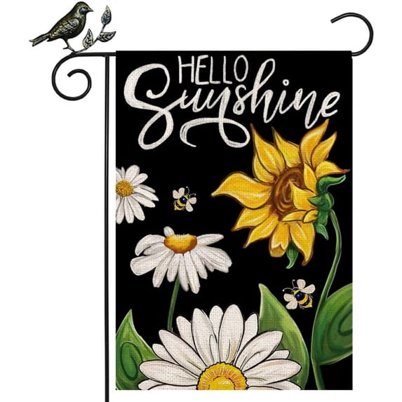 Fall Welcome Garden Flag 12.5 x 18 Inch, Pumpkin Sunflowers Black Double Sided Decorative Flag for Outside Yard Lawn Outdoor Decoration GB063-12