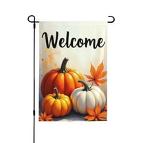 Fall Welcome Garden Flag 12.5x18 Inch Double Sided For Outside, Thanksgiving Rustic Pumpkins Autumn Leaves Outdoor Decorative Yard Flag Farmhouse Porch Decor 1 Flag