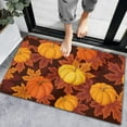 thumbnail image 1 of Fall Welcome Mat Thanksgiving Pumpkin Indoor Doormat,Autumn Maple Leaf Floor Door Mat Orange Watercolor Non-Slip Entrance Rugs,Farm Leaves Seamless Water Absorbent Bath Rug for Bedroom 20x32in, 1 of 6