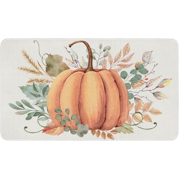 Fall Welcome Mats Thanksgiving Hello Pumpkin Decor Door Mat Indoor Entrance Decorations Outdoor Doormats Non Slip Outside Door Mats for Front Door Rugs, 30 * 17 in