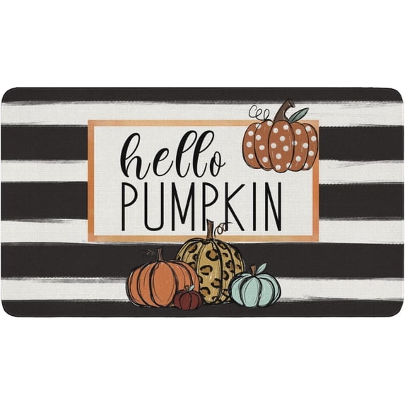 Fall Welcome Mats Thanksgiving Hello Pumpkin Decor Door Mat Indoor Entrance Decorations Outdoor Doormats Non Slip Outside Door Mats for Front Door Rugs, 30 * 17 in