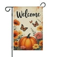 thumbnail image 1 of Fall Welcome Pumpkin Flowers Butterflies Fall Garden Flags 12.5"x18" Double Side,Small Yard Flags for Outside,Outdoor Fall Decor,Autumn Funny Garden Flag Yard Decoration, 1 of 4