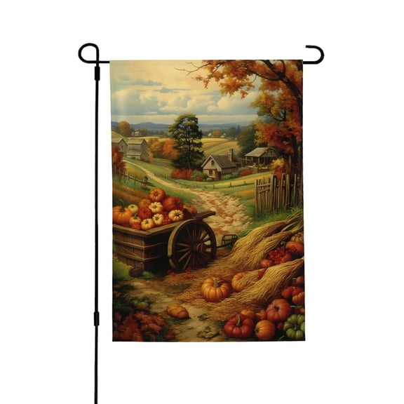 Fall Welcome Pumpkin Patch Garden Flag 12 x 18 inch Double Sided Large Fall Flags for Yard, Outside, Farmhouse Autumn Harvest Flag for Thanksgiving Outdoor Decor (Only Flag)