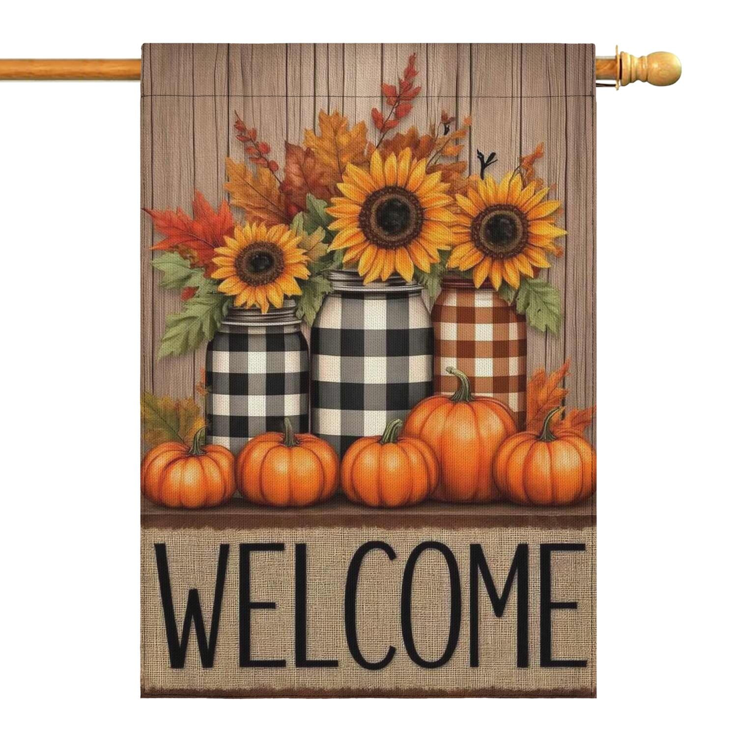 Fall Welcome Pumpkins Sunflowers Fall Garden Flags 28"x40” Double Side ...