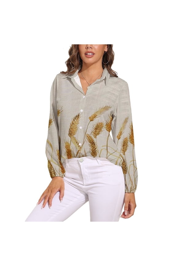 Fall Wheat Long Sleeve Blouse Woman Streetwear Casual Shirts Summer Oversize Woman Streetwear Clothing Birthday Present