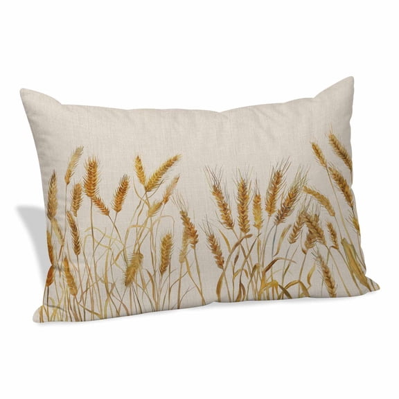Fall Wheat Pillow Covers 12"x20", Autum Botanical Rustic Yellow Orange Soft Brushed Microfiber Breathable Throw Pillow Covers, Decorative Pillowcase with Zipper for Couch Sofa Bedroom Living Room