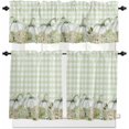 thumbnail image 1 of Fall White Green Pumpkin Kitchen Curtains and Valances Set, Rod Pocket Curtains Tier Farmhouse Window Curtains 36 Inch Length, Thanksgiving Flower Lattice 3 Piece Kitchen Curtains Set, 1 of 6
