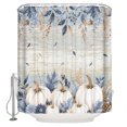 thumbnail image 1 of Fall White Pumpkin Bathroom Shower Curtains with 12 Hooks Waterproof Shower Curtain for Stalls and Bathtubs Autumn Thanksgiving Blue Leaves Farmhouse Decorative Bathroom Curtain 36x72 Inches, 1 of 9