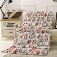 thumbnail image 1 of Fall White Pumpkins Red Maple Leaf Wood Grain Thanksgiving Throw Flannel Blanket 40x50In Super Soft Cozy Bed Blanket, Lightweight Plush Fuzzy Bed Throw for Bedroom Sofa Couch Living Room, 1 of 4
