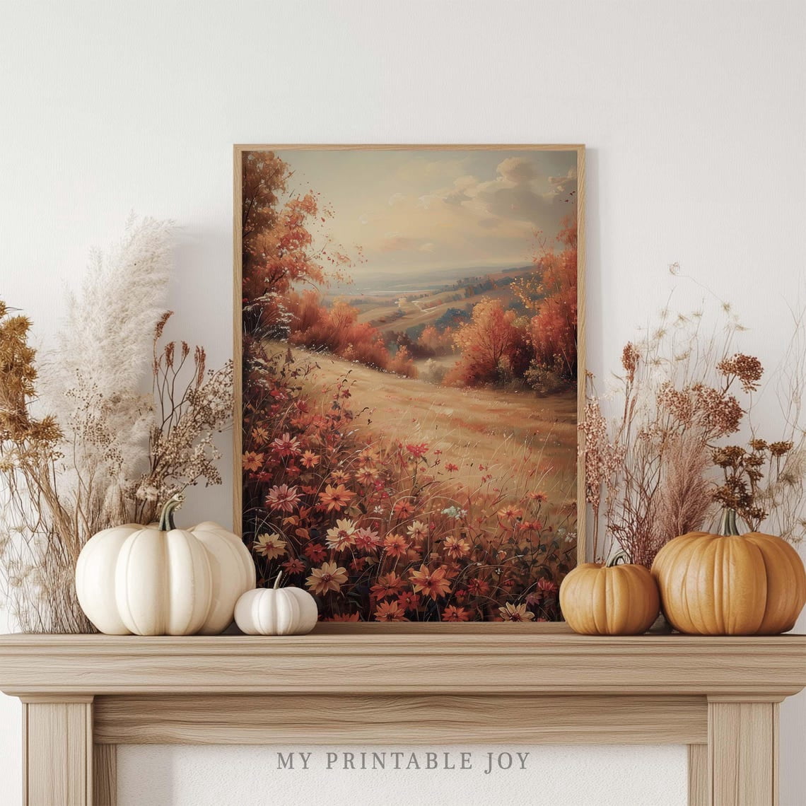 Fall Wildflower Landscape Wall Art Print, Cozy Autumn Decor - Walmart.com