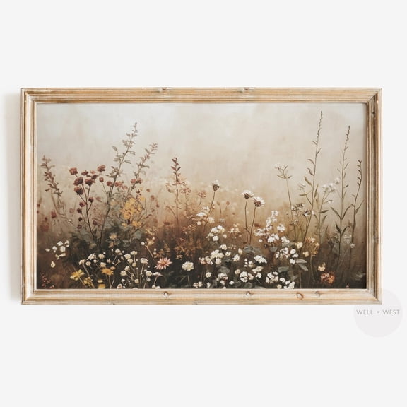 Fall Wildflowers Vintage Autumn Landscape Moody Floral Rustic Living Classic Decorative Portrait Decor