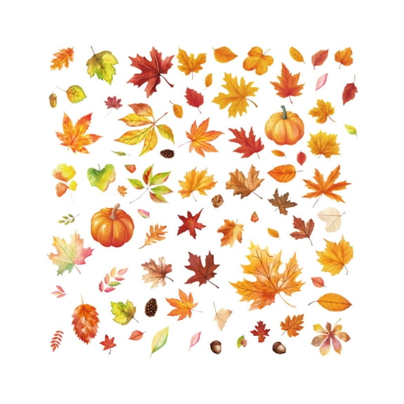Fall Window Clings, Maple Leaf and Pumpkin PVC Static Window Stickers for Glass, Autumn Thanksgiving Home Decor