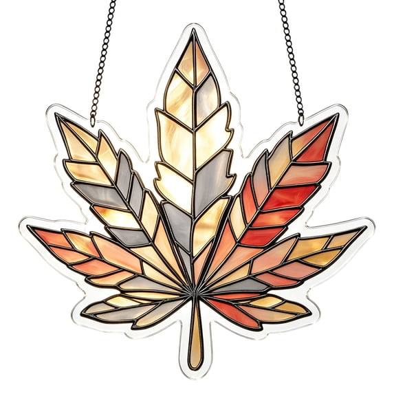 Fall Window Suncatcher, Stained Glass Style Acrylic Maple Leaf Hanging Ornament, Harvest Seasonal Wall, Porch & Balcony Home Decor