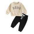 thumbnail image 1 of Fall Winter Baby Boy Clothes Infant Outfit 6M 12M 18M 24M 3Y Letter Print Sweatshirt Pants 2Pcs Sweatsuit Boys Clothiing Set, 1 of 10