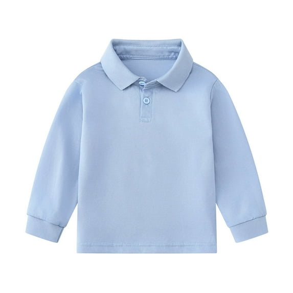 Fall/Winter Boys Long Sleeve Polo Cotton Uniform Shirt Top(Size:3-4 Years)