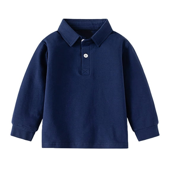 Fall/Winter Boys Long Sleeve Polo Cotton Uniform Shirt Top(Size:3-4 Years)