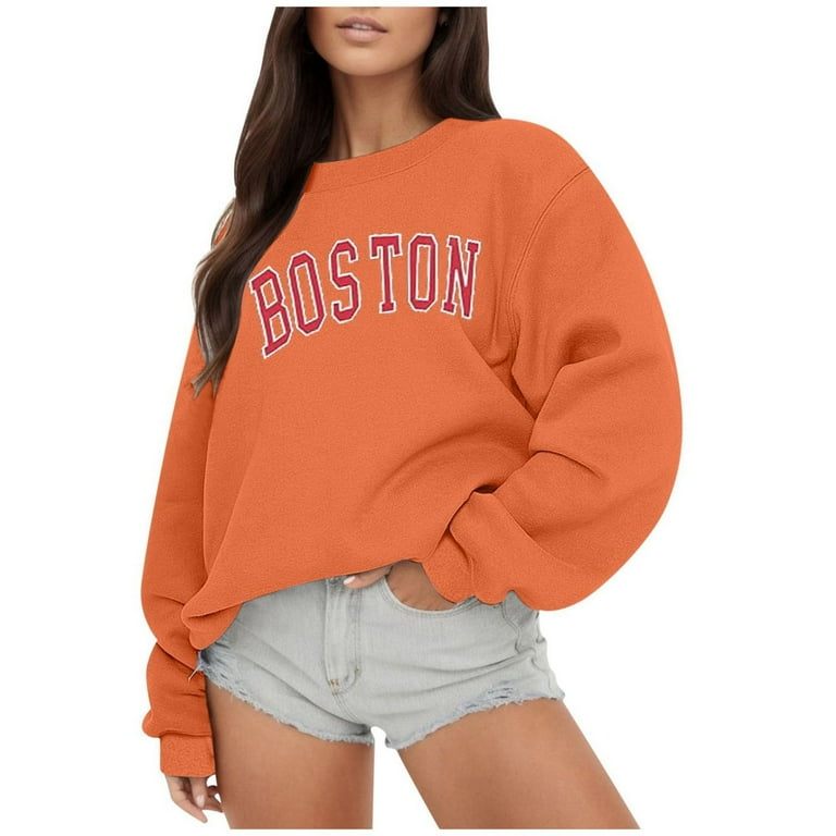 Fall Winter Casual Loose Outfits Solid Baggy Graphic Sweatshirts With No Hood Long Sleeve Fleece Pullover Tops Y2K Cute Sweater Hoodies Oversized Crewneck Sweatshirt For Women Cropped Zip Up Hoodie Wa...