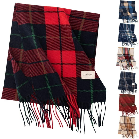 Fall and Winter Christmas Checkered Scarf for Women's Warmth with Tassel Women's Christmas Scarf Unisex Classic Tartan Plaid Winter Scarf Soft Breathable Winter Accessories for Women