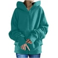 thumbnail image 1 of Fall Winter ZQGJB Plus Size Womens Hooded Long Coat with Zipper Casual Long Sleeve Solid Color Athletic Sweatshirts Loose Hoodie Top #02-Mint Green XXXXXL, 1 of 8