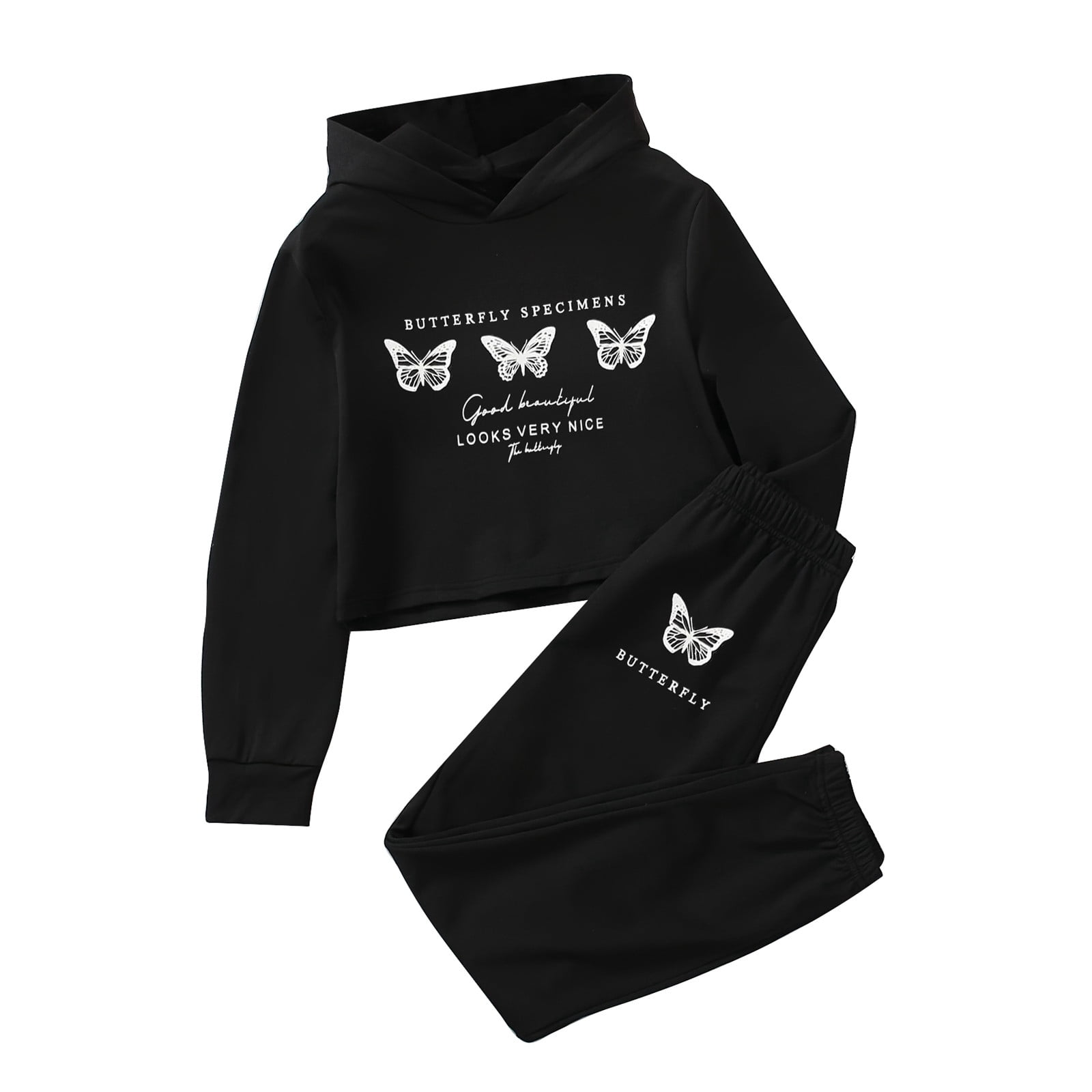 Fall Winter Clothes For Girls 10-12 Girls Hooded Solid Color Butterfly ...