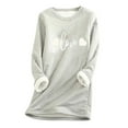 thumbnail image 1 of Womens Tops, Summer Women Thick Fleece Printed Sweatshirt Winter Warm Underwear Round-Neck Blouses Tops, 1 of 3
