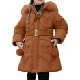 thumbnail image 1 of Fall Winter Coats for Girls Warmth Long Padded Coat with Belted Waist Thick Lined for Cold Weather Outerwear Jacket 5-6 Years, 1 of 6