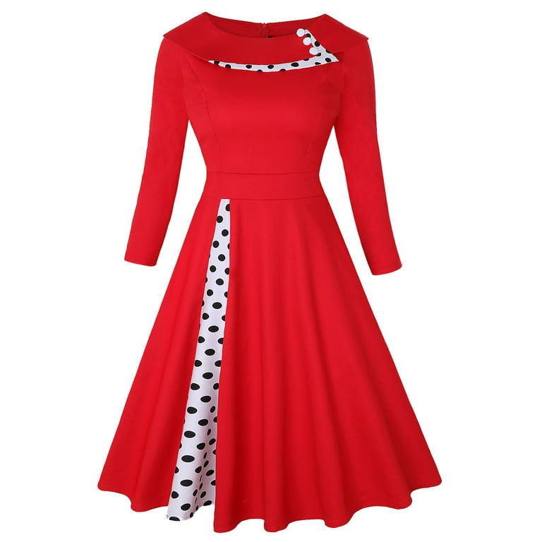 Fall Winter Dresses For Women Round Neck A Line Dress 3 4 Sleeve