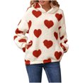 thumbnail image 1 of Fall Winter Fleece Sweatshirts for Women Soft Cozy Crew Neck Warm Long Sleeve Cute Graphic Print Pullover Tops(Red,M), 1 of 5