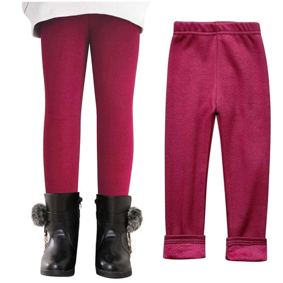 Fall Winter Girls Elastic Pants Fashion Solid Color Brushed Warm Casual Plush Leggings Crossover Leggings For Girl Casual Pants For Girl Girls Dress Pants