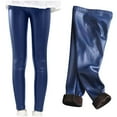 thumbnail image 1 of gljltg Kids Winter Warm Leggings Stretch Girls Faux Leather Fleece Pants Thick Trousers Fall Winter Girls Elastic Pants Fashion Solid Color Brushed Warm Casual Plush Leggings, 1 of 9